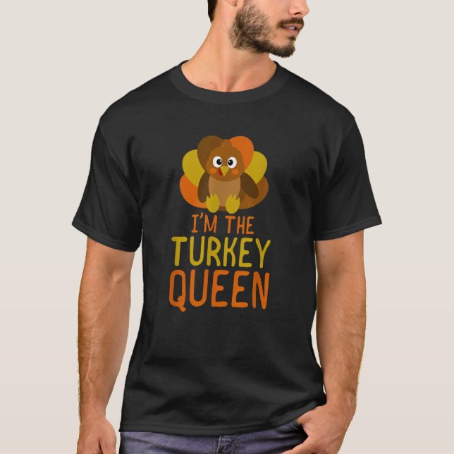 Funny Queen Turkey Family Matching Thanksgiving T  T-Shirt (Front)