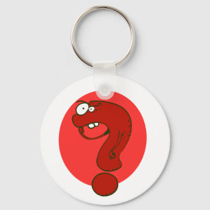 funny question mark thinking cartoon key ring