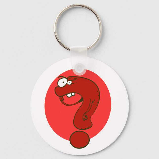 funny question mark thinking cartoon key ring (Front)