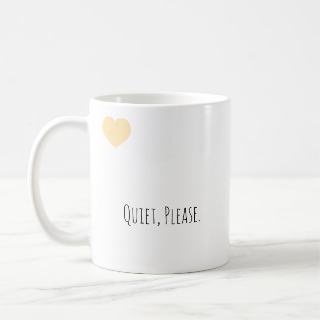 Funny "Quiet, Please" Modern Typography Introvert  Coffee Mug (Left)