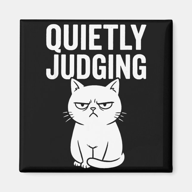 Funny Quietly Judging Sarcastic Crazy Cat Lover Gr Magnet (Front)