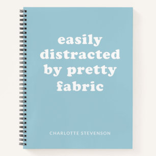 Funny Quilter Fabric Quote Personalised Name Blue Notebook