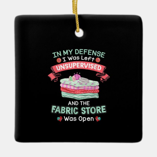 Funny Quilting Fabric Quilters Ceramic Ornament (Front)
