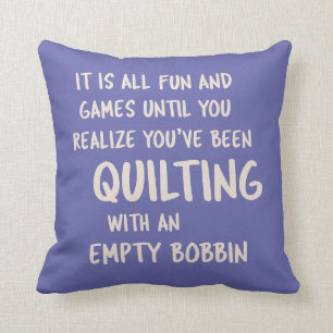 Funny Quilting Problems Quote for Quilters Purple Cushion