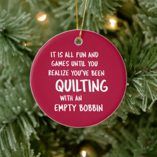 Funny Quilting Problems Quote Quilter Christmas Ceramic Tree Decoration