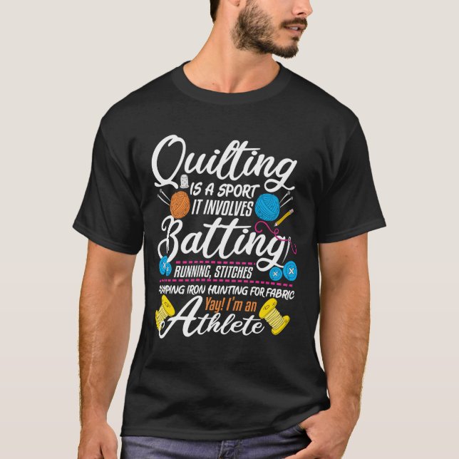 Funny Quilting Sewing Gift Quilter and Sewer Yarn T-Shirt (Front)