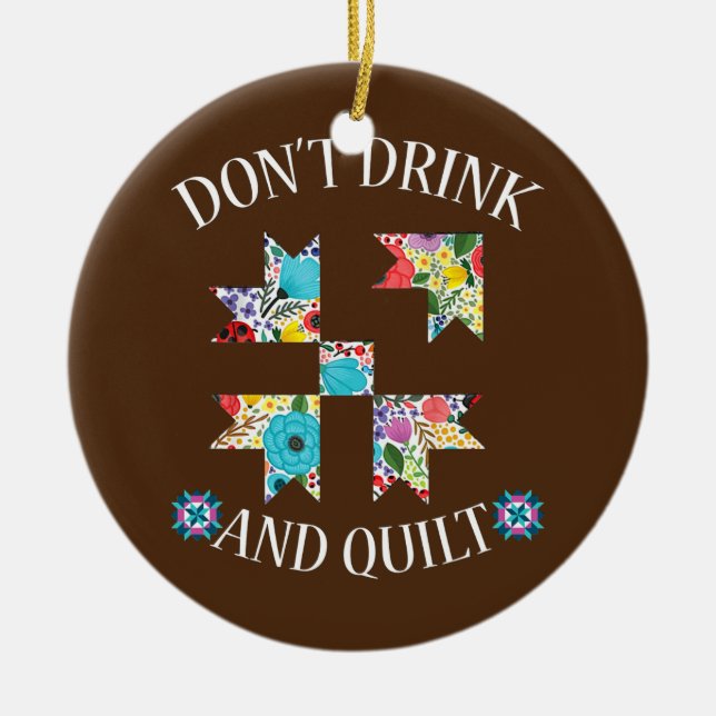 Funny Quilting Sewing Quilt Quilter Gifts  Ceramic Tree Decoration (Front)