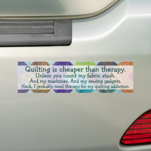 Funny Quilting Thoughts Bumper Sticker