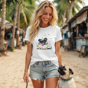 Funny Quirky Adorable Pug with studded collar T-Shirt