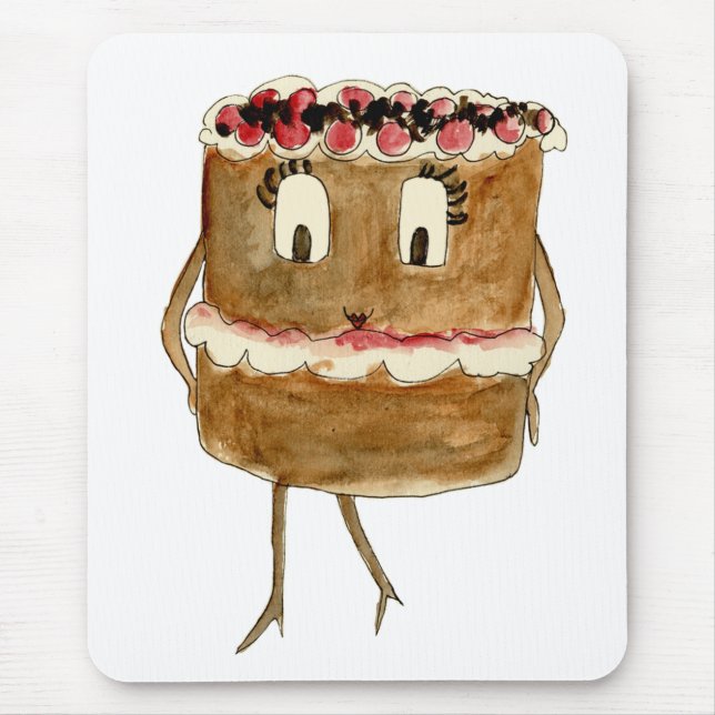 Funny Quirky Black Forest Gateau Chocolate Cake Mouse Mat (Front)