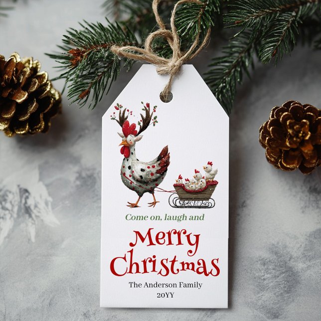 Funny Quirky Chickens Holiday Tag Personalized (Funny Quirky Chickens Holiday Tag Personalized)
