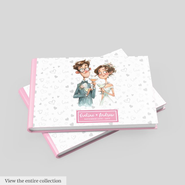Funny Quirky Couple Watercolor Wedding Guest Book (Funny Quirky Couple Watercolor Wedding Guest Book)