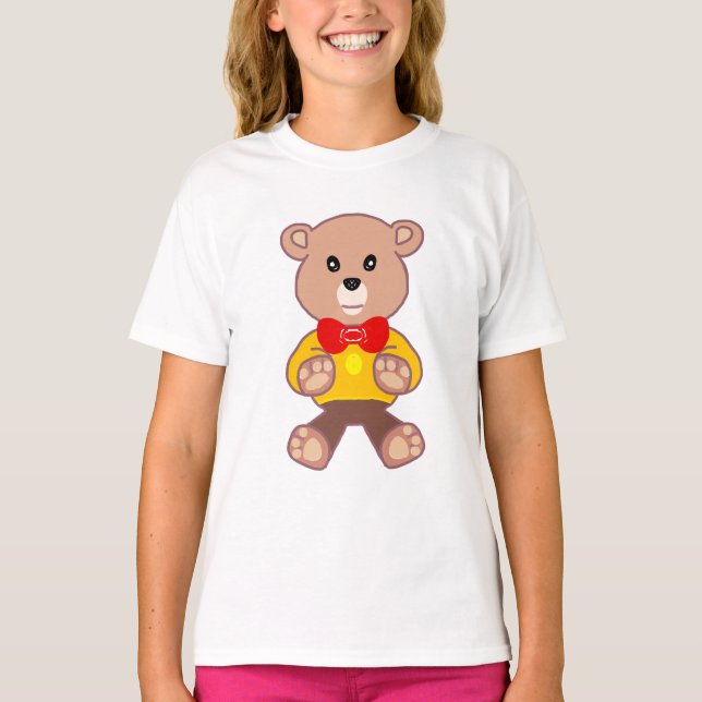 Funny Quirky Cute Bowtie Bear on T-Shirt (Front)