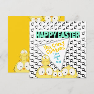 Funny Quirky “Happy Easter You Crazy Chickens”    Holiday Card