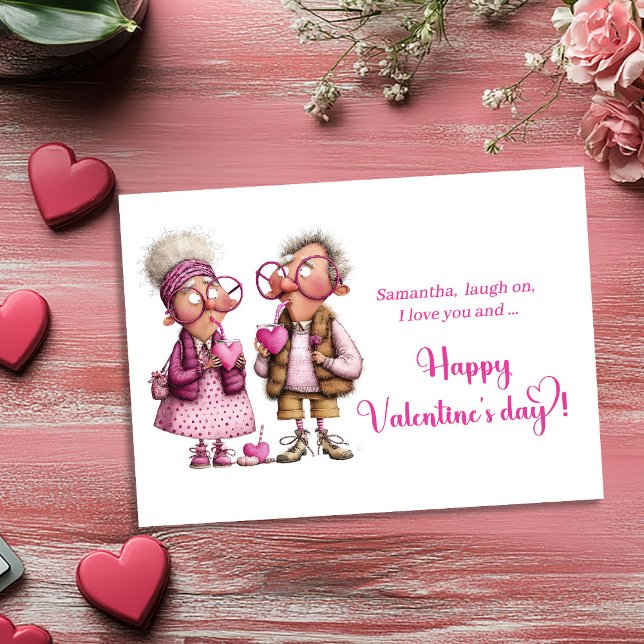 Funny Quirky Love Couple Valentine Card Hot Pink (Funny Quirky Love Couple Valentine Card Hot Pink)