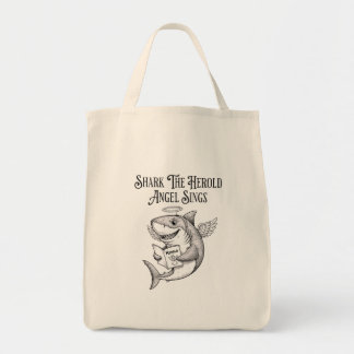Funny Quirky Shark The Harold Angel Sing Christmas Tote Bag