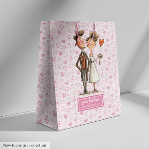 Funny Quirky Wedding Couple Gift Bag Custom Name
