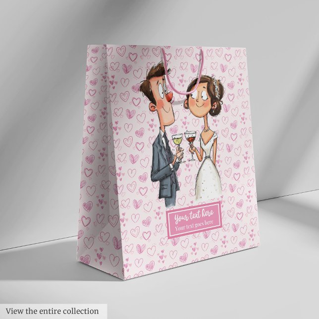 Funny Quirky Wedding Gift Bag Personalised Cartoon (Funny Quirky Wedding Gift Bag Personalized Cartoon)