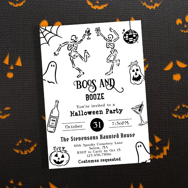 Funny Quirky Whimsical Hand Drawn Halloween Party Invitation (Creator Uploaded)