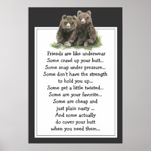 Funny Quote About Friends are Like Underware Poster