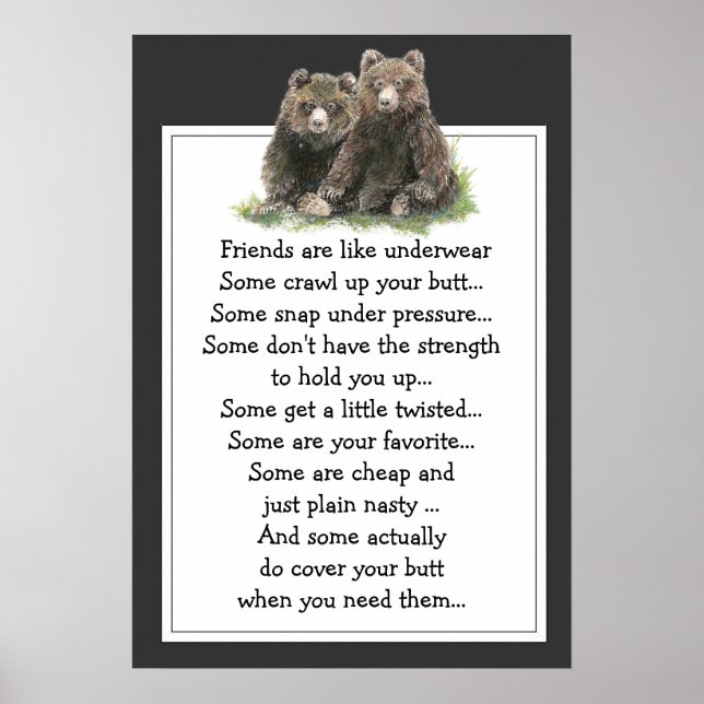 Funny Quote About Friends are Like Underware Poster (Front)