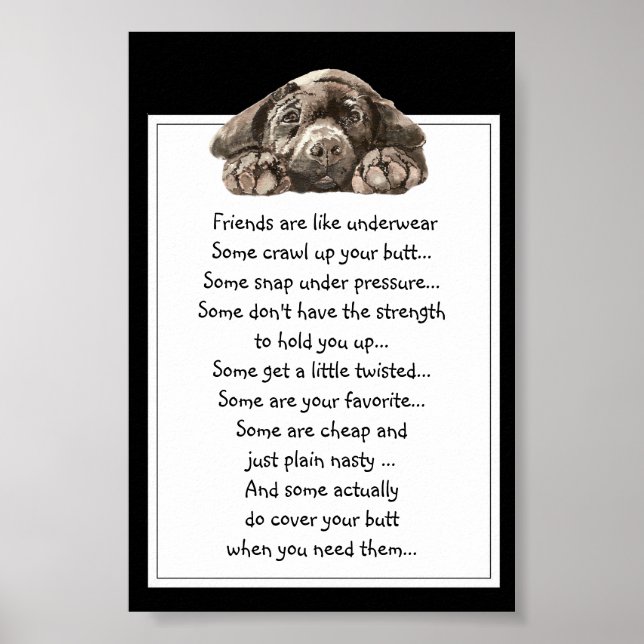 Funny Quote About Friends are Like Underwear Poster (Front)