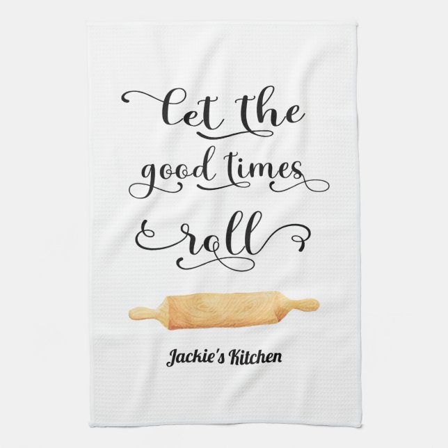 Funny Quote Black White Baker Tea Towel (Vertical)