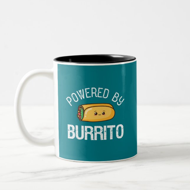 Funny Quote Burrito and Mexican Food Lover Two-Tone Coffee Mug (Left)