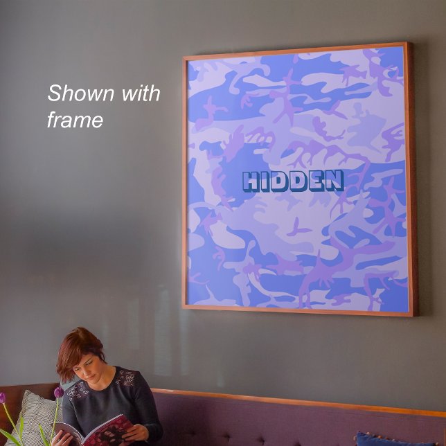 Funny Quote Camouflage Pastel Blue Abstract Poster (Dark Blue and Purple Camouflage Value Poster)