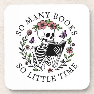 Funny Quote For Book Lovers Reading Skeleton  Coaster
