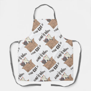Funny quote Home is where your cat is Apron