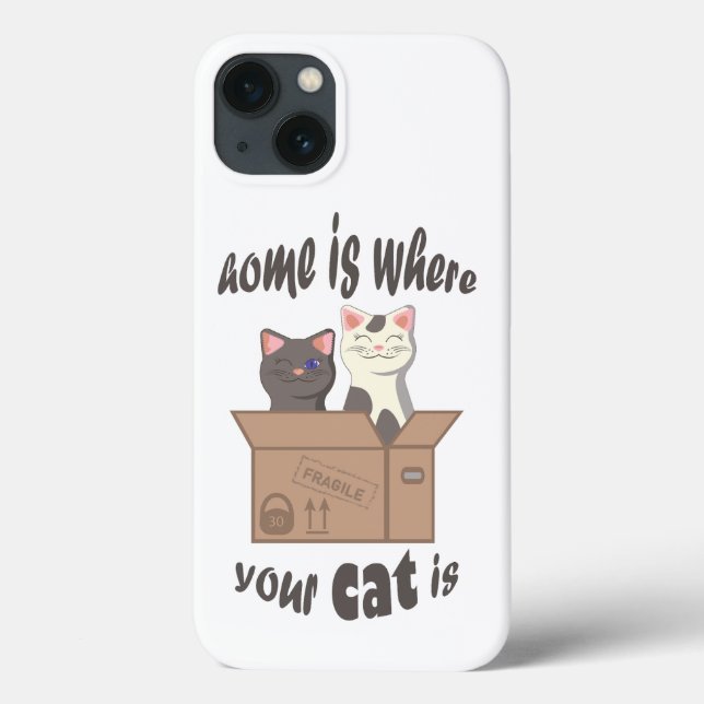 Funny quote Home is where your cat is Case-Mate iPhone Case (Back)