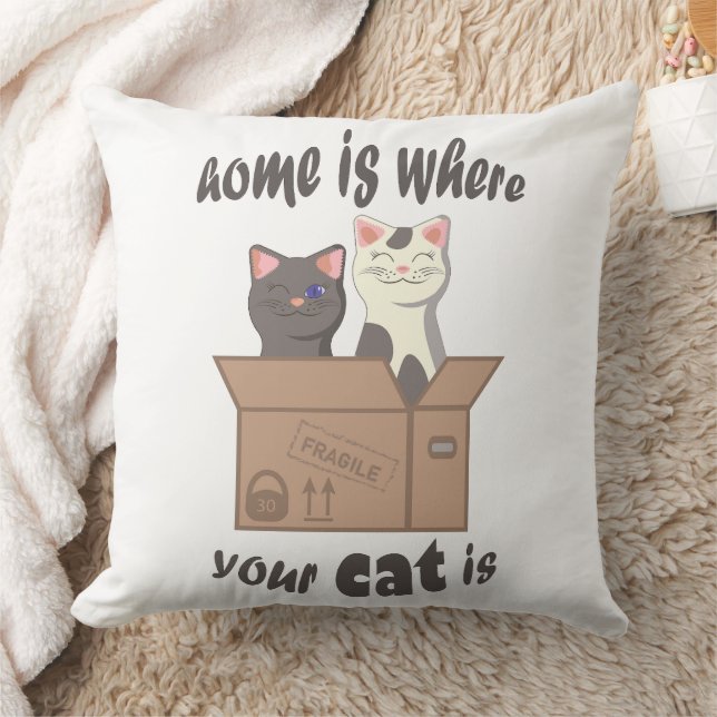 Funny quote Home is where your cat is Cushion (Blanket)