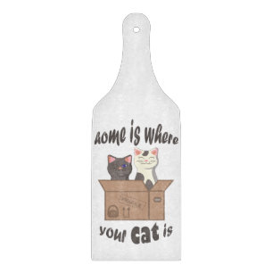 Funny quote Home is where your cat is Cutting Board