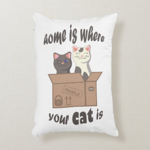 Funny quote Home is where your cat is Decorative Cushion