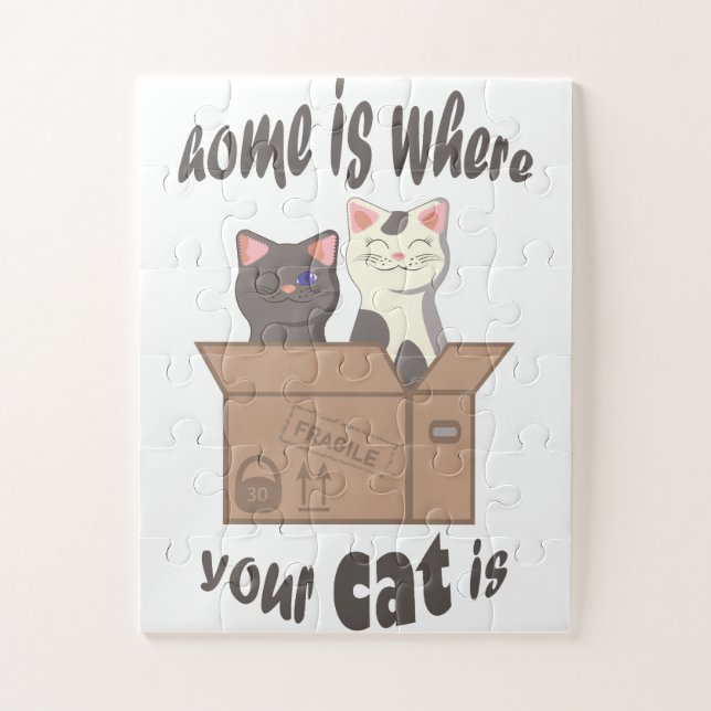 Funny quote Home is where your cat is Jigsaw Puzzle (Vertical)