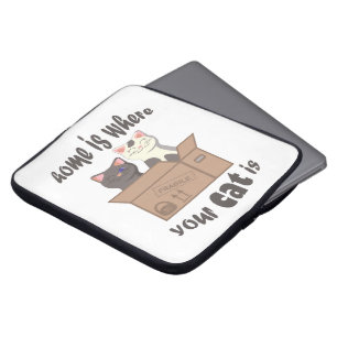Funny quote Home is where your cat is Laptop Sleeve