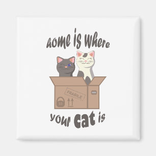 Funny quote Home is where your cat is Magnet