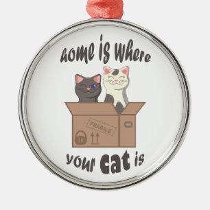 Funny quote Home is where your cat is Metal Tree Decoration