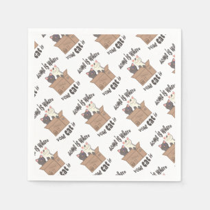 Funny quote Home is where your cat is Napkin