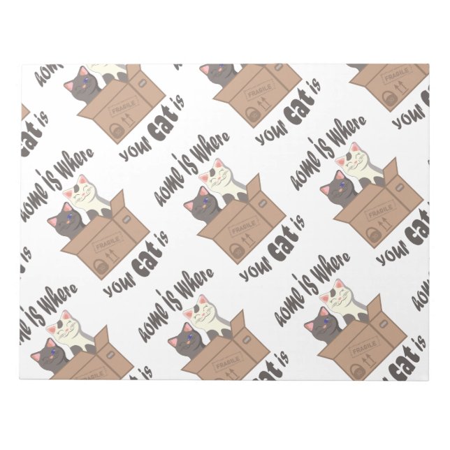 Funny quote Home is where your cat is Notepad (Front)