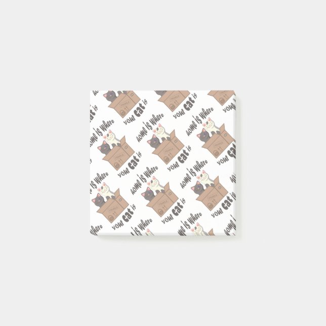 Funny quote Home is where your cat is Post-it Notes (Front)