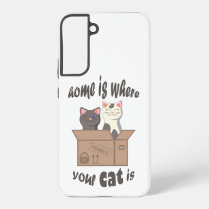 Funny quote Home is where your cat is Samsung Galaxy Case