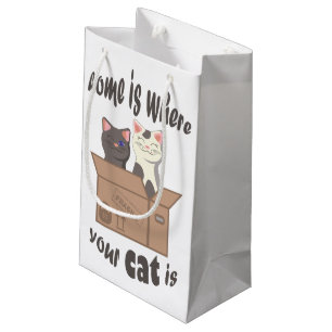 Funny quote Home is where your cat is Small Gift Bag