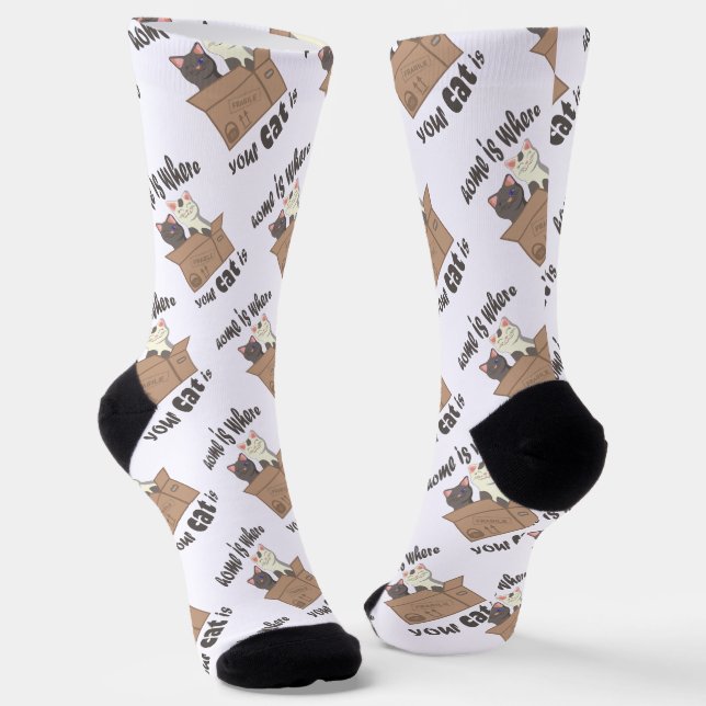 Funny quote Home is where your cat is Socks (Angled)