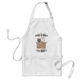 Funny quote Home is where your cat is Standard Apron