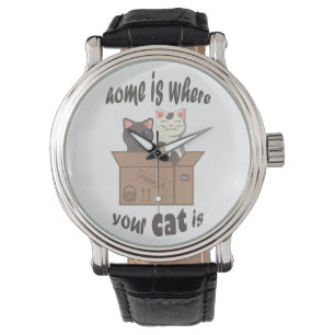 Funny quote Home is where your cat is Watch