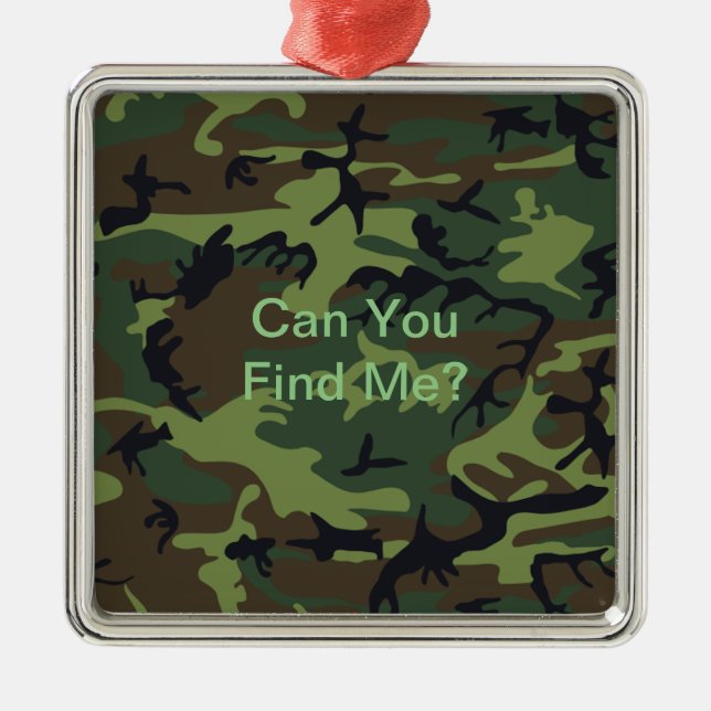 Funny Quote Military Green Camouflage Metal Tree Decoration (Front)