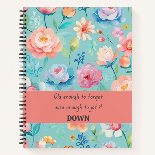 Funny Quote Notebook and Cute Floral Journal  (Front)