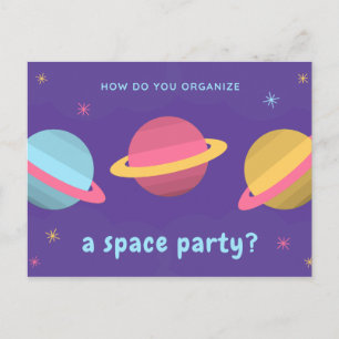Funny Quote - Purple Planets Party Postcard